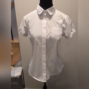 Simons White Short Sleeve Button-Front Shirt with Pocket